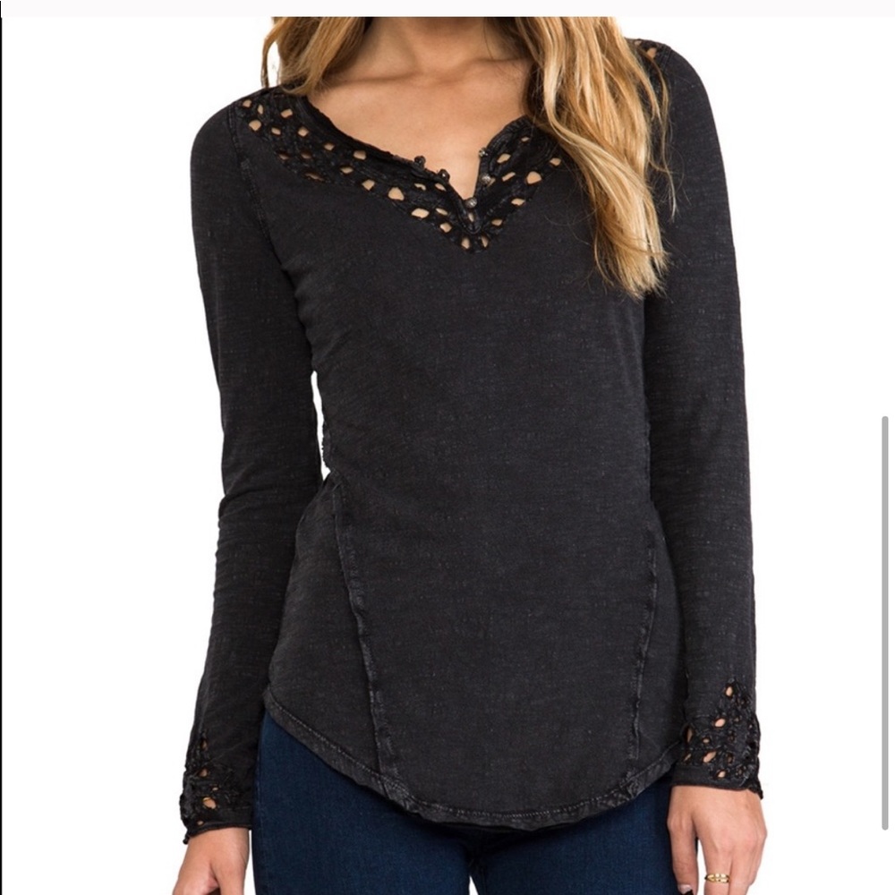 NWOT Free People Black Luna Cut Out Top XS